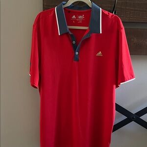 Adidas Men's Red Polo with Navy Accents